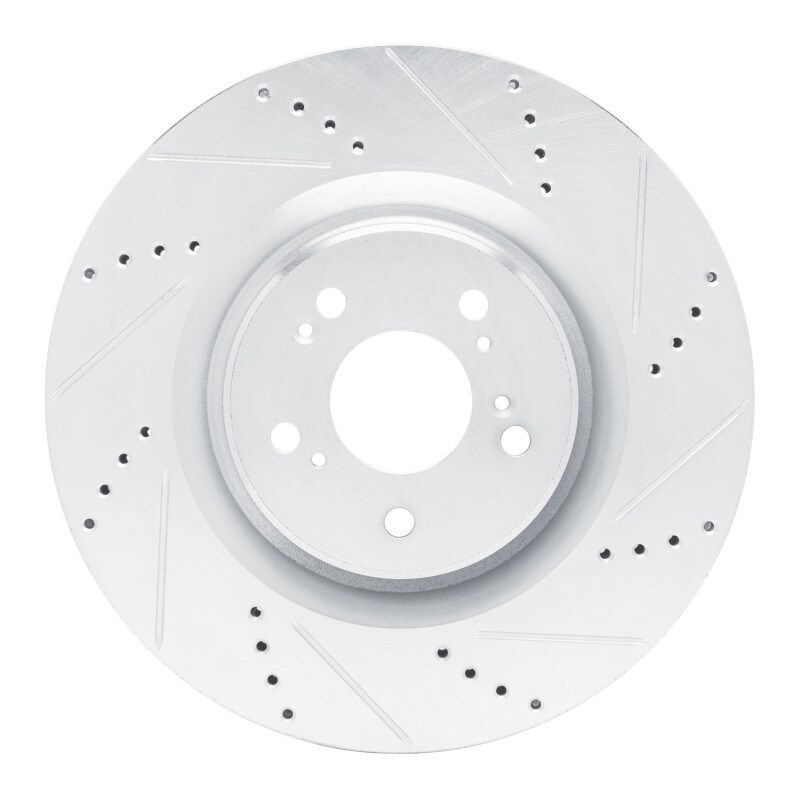 Acura TLX Brake Rotor (1) - Front Right - R1 Concepts - Drilled & Slotted - Silver - `21-`25